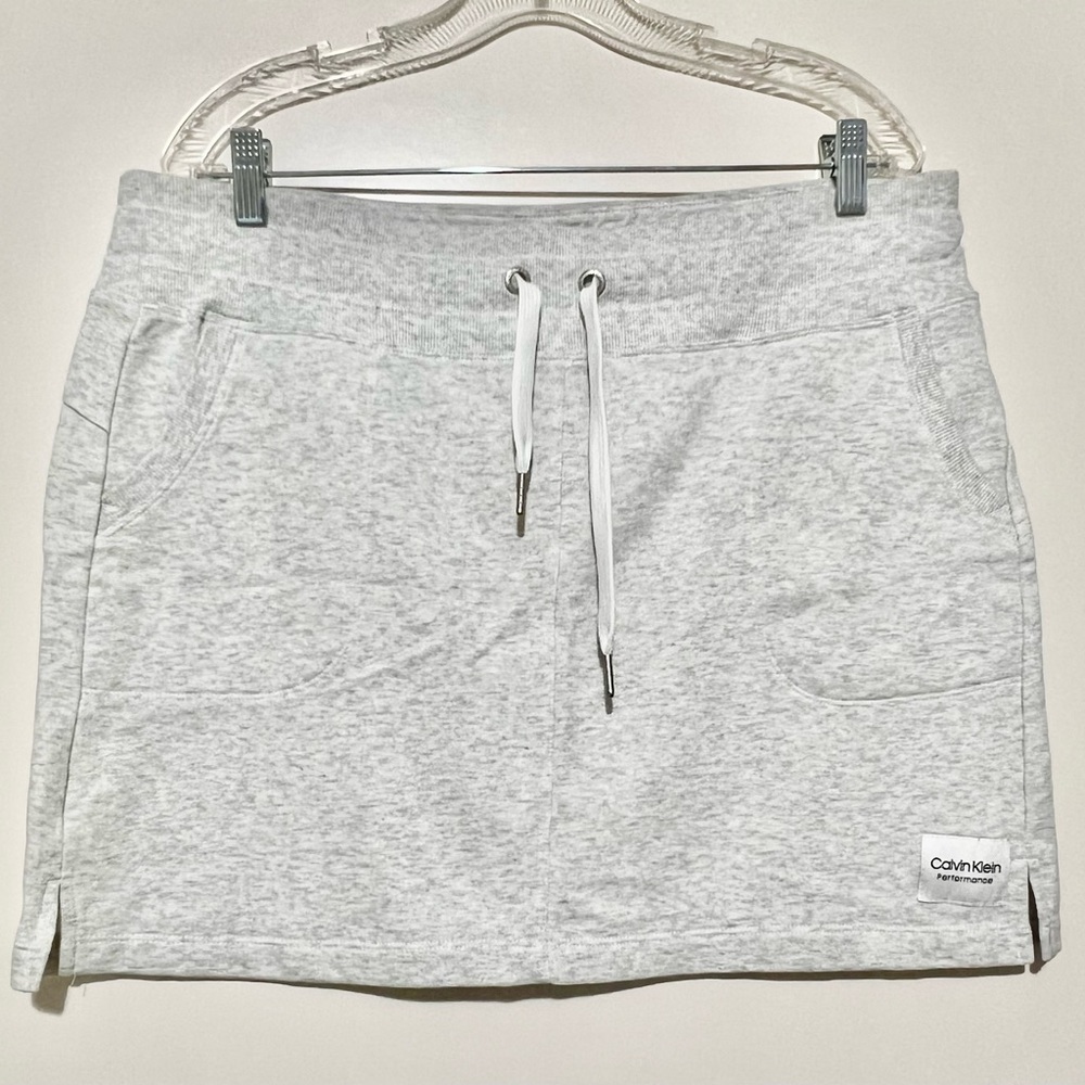 Calvin Klein Performance Terry Gray Drawstring Skirt